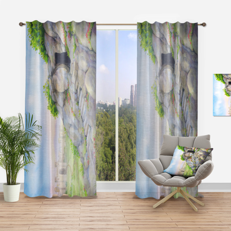 Vintage Curtain Panel, Religious Jesus Art Room Darkening Decor - Resurrection Of Jesus From Tomb, 52" W x 63" L