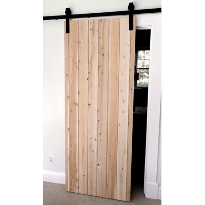 Porte de grange en bois lambrissé sans trousse de quincaillerie d'installation
