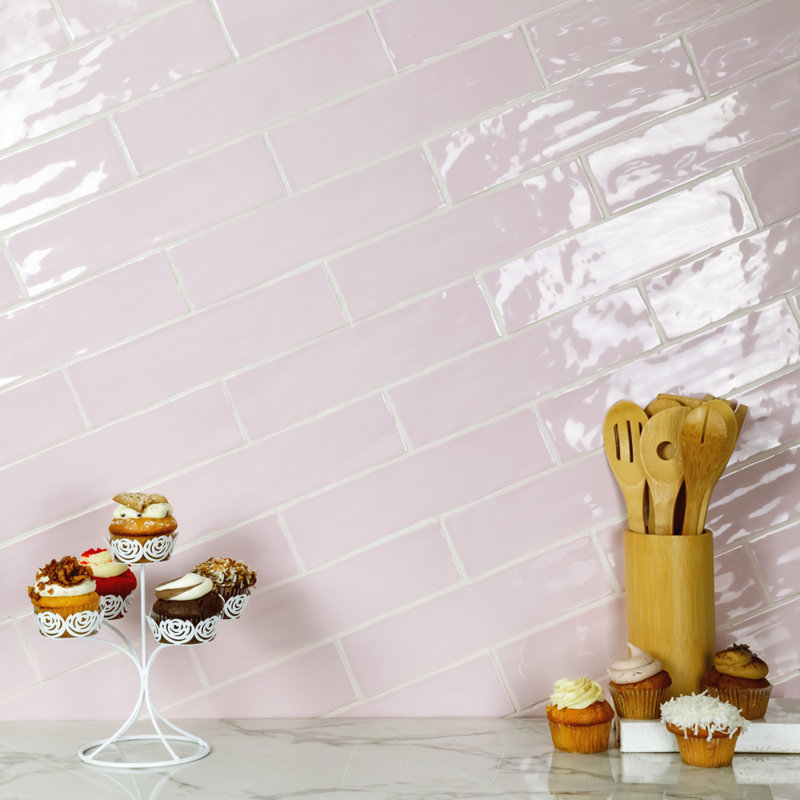 Subway Tile 3" x 12" Straight Edge Ceramic Singular Wall & Floor Tile, Pink