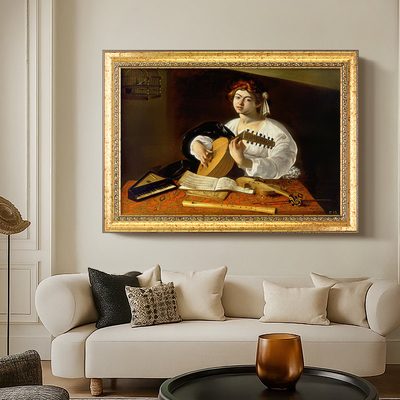 Le joueur de luth (version Wildenstein), v. 1596-Caravage - Toile avec cadre sur mesure, Non, 32X46