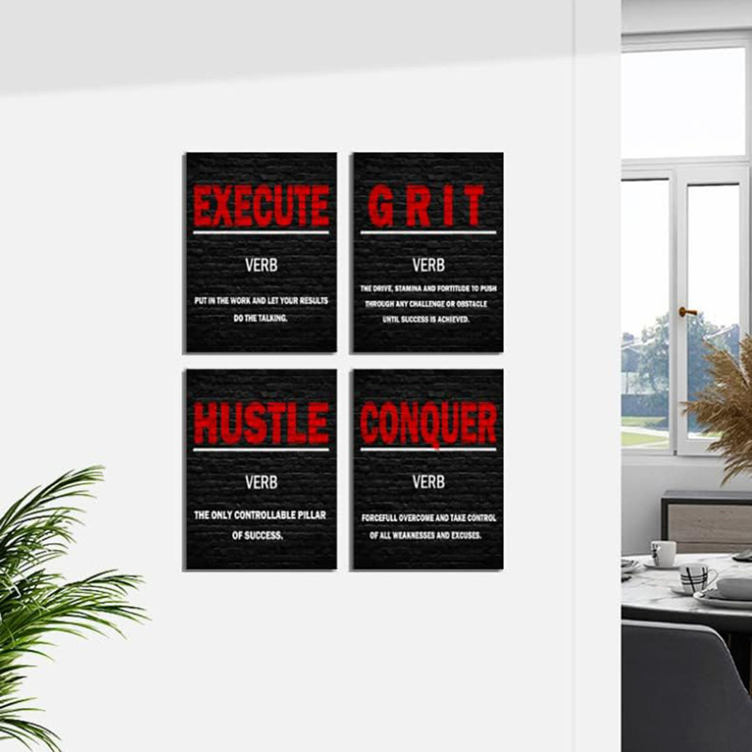 Motivational Wall Art Black And Red Canvas Print Office Decor Inspiring Framed Canvas Art Ready To Hang