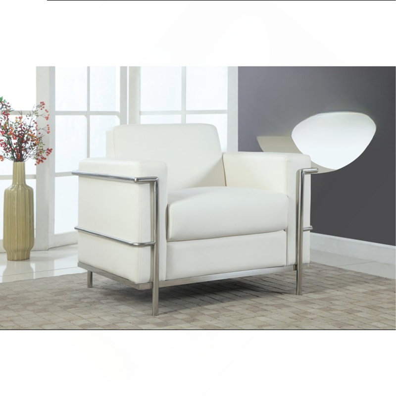 Fauteuil de direction en similicuir Executive, fauteuil de salon rembourré en métal chromé, blanc