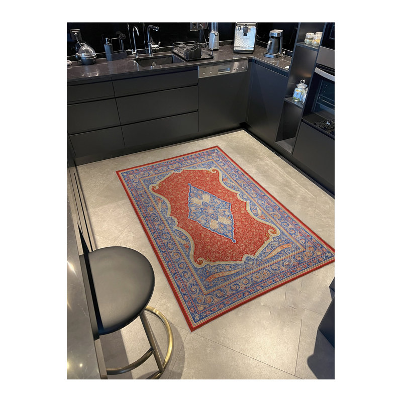 Tapis tissé orange traditionnel Mosso, 4'11" x 9'10"