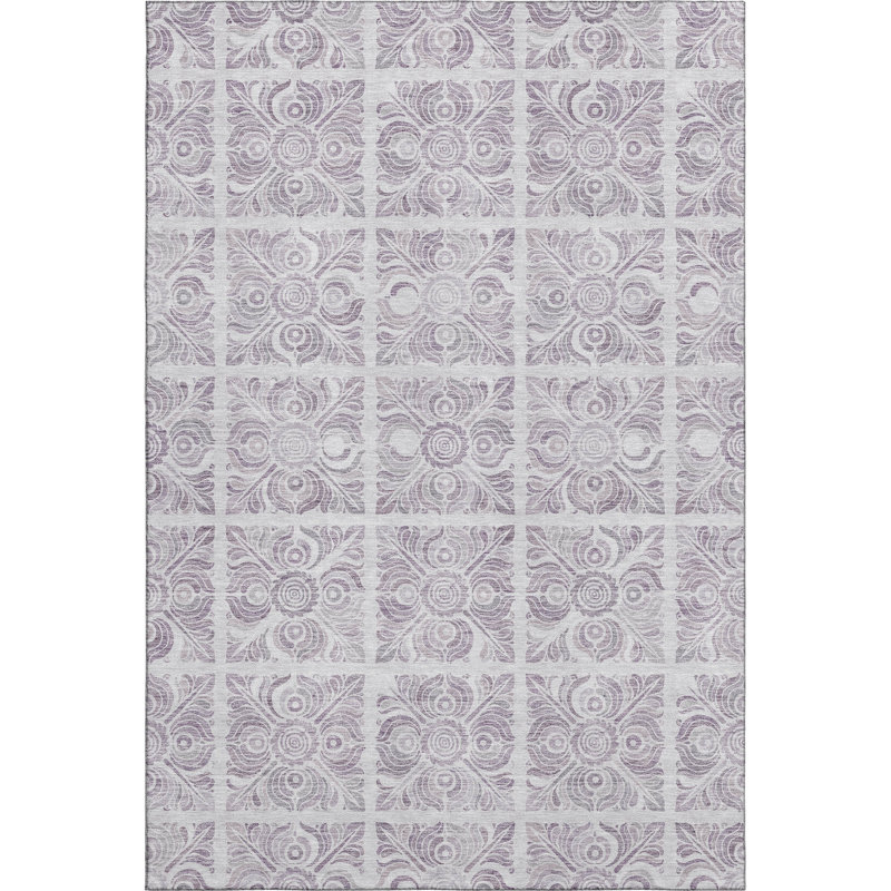 Tapis lavande Prisco lavable à la machine de qualité supérieure, Rectangle 10 pi x 14 pi
