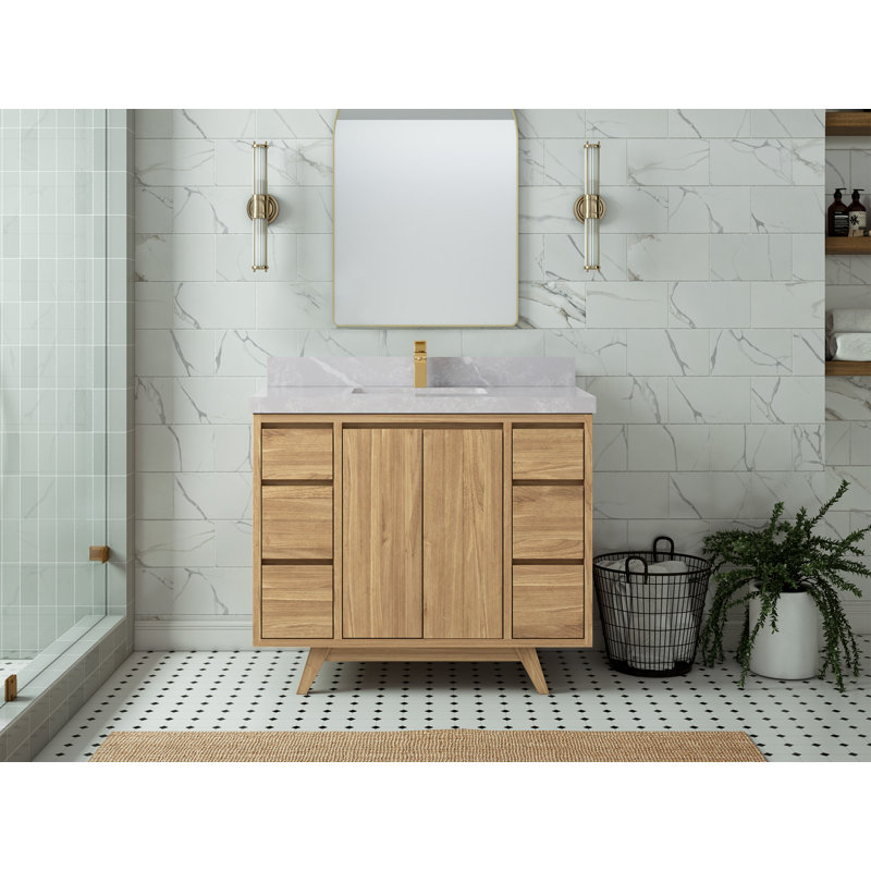 42'' Single Bathroom Vanity with Top, Light Gray