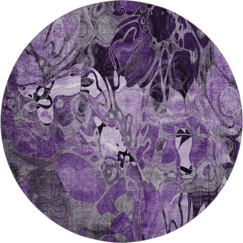 Premium Machine Washable Cerrito AMF558 Purple Rug, Round 8'