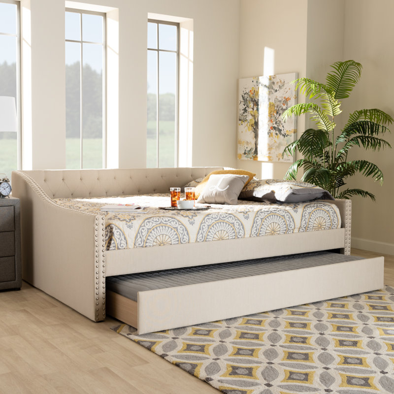 Lit de jour avec couchette Weldon, Lit double, Beige