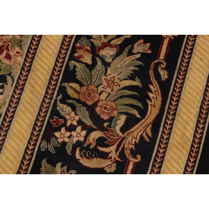 Tapis oriental vert en laine noué à la main 9 pi x 12 pi 4 po Roca