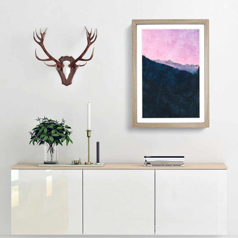 Purple Sunset - Picture Frame Graphic Art Print, 63cm H x 45cm W x 2cm D, Oak Framed
