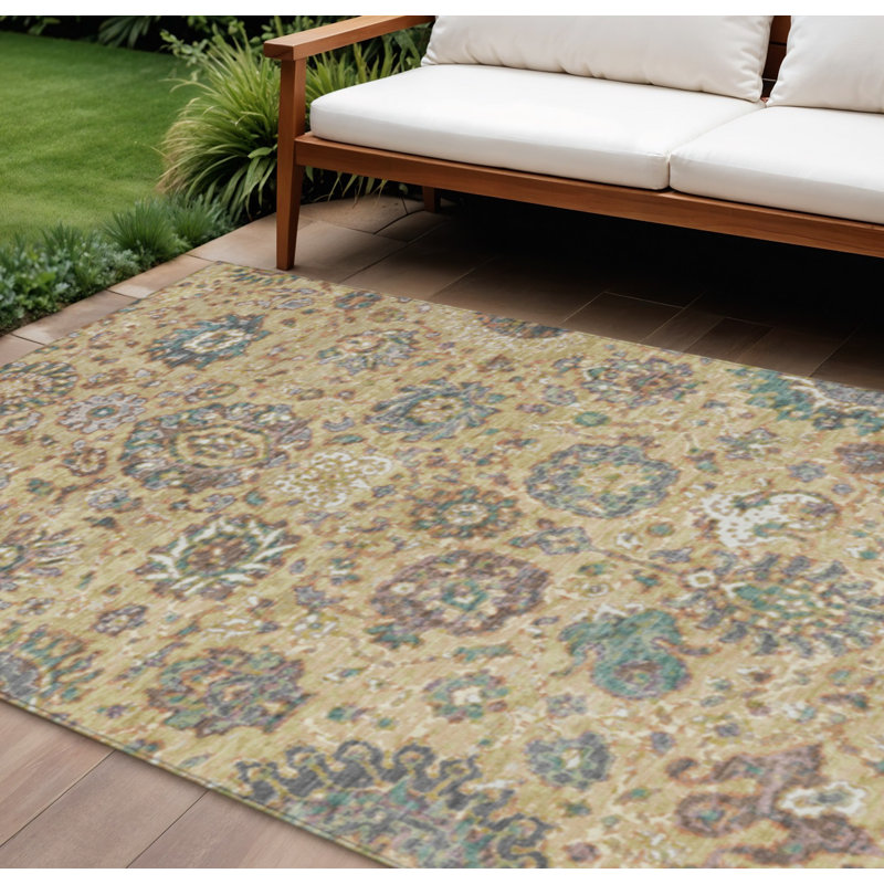Tapis beige 10 pi x 14 pi beige et pâle turquoise