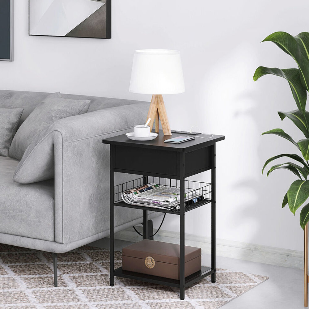 2 Tables De Chevet Avec LED Et Prises USB - Dimensions 50x60x39 Cm, Tiroir Et Compartiment Ouvert - Éclairage RGB Télécommandé, Idéal Petits Espaces - À Monter Soi-même - 5