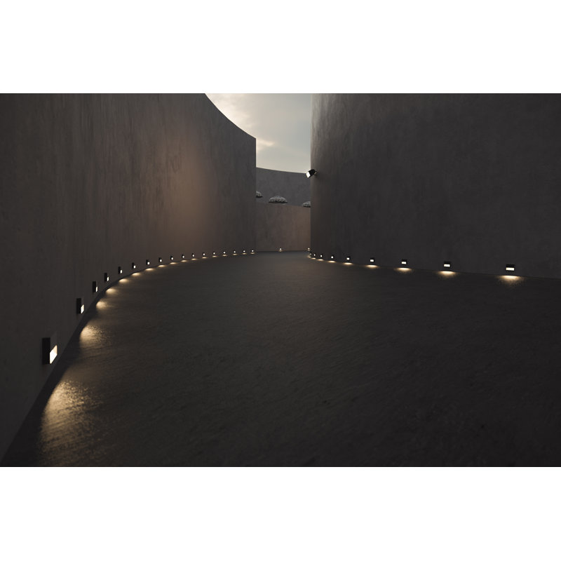 Marchepied encastré en aluminium à DEL anthracite Piazza, H 4,43 po x l 5,5 po x P 1,31 po