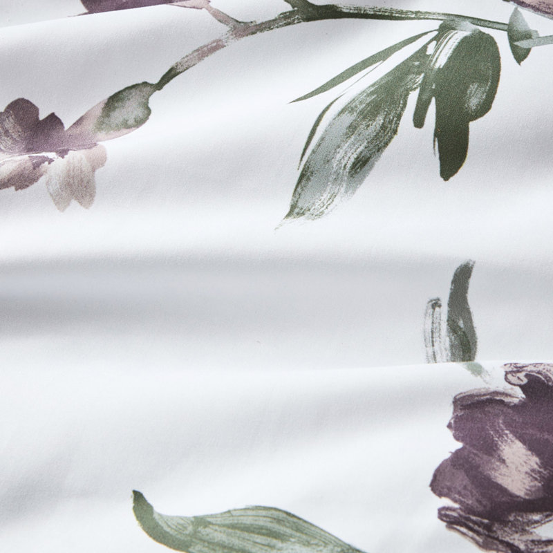 Draps avec édredon taupe et mauve, Édredon double et 5 pièces supplémentaires