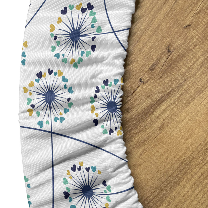 East Urban Home Dandelion Fitted Round Tablecloth Dark Lavender, 47.24" Round