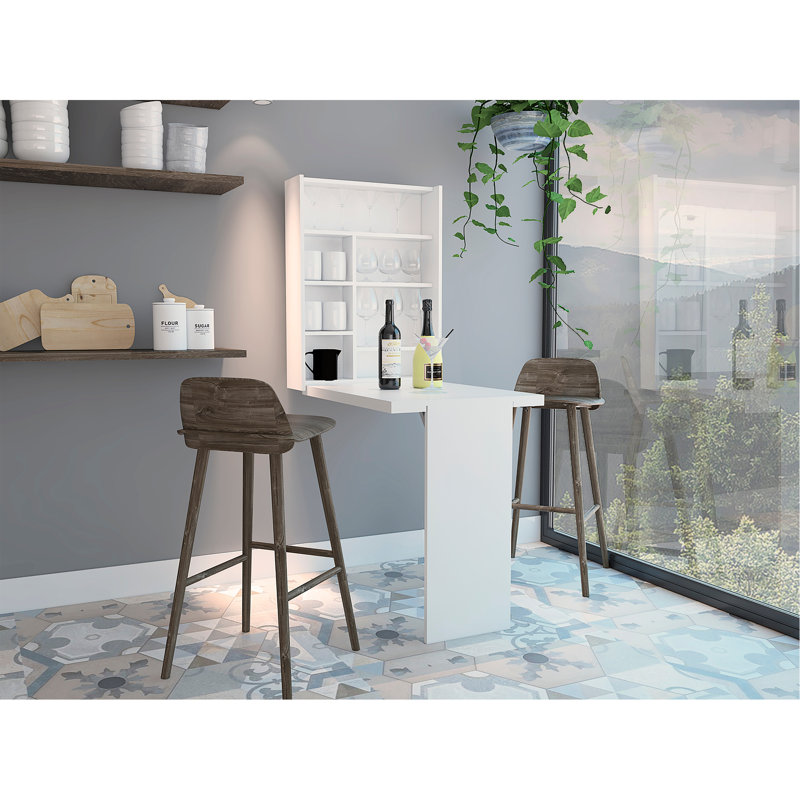 Wall Foldable Table, Seven Interior Shelves, Extending Table, Modern Desk