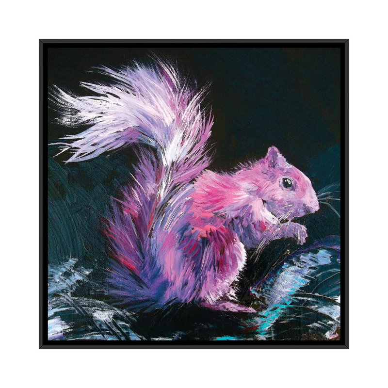 «Pink Squirrel», reproduction sur toile, H 18 po x l 18 po x P 1,5 po, Toile avec cadre flottant noir, Pas de tapis
