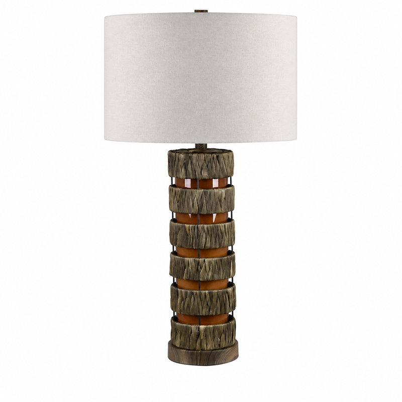 28.75" Metal Table Lamp With Oat Shade