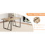 Table de salle à manger moderne et rétro, 4 chaises en polyuréthane noir, pieds en métal, plateau en bois texturé, coussins incurvés, pieds coulissants, siège de style luxueux facile à assembler avec chaises, plateau rectangulaire, à assembler-612012618-612012621
