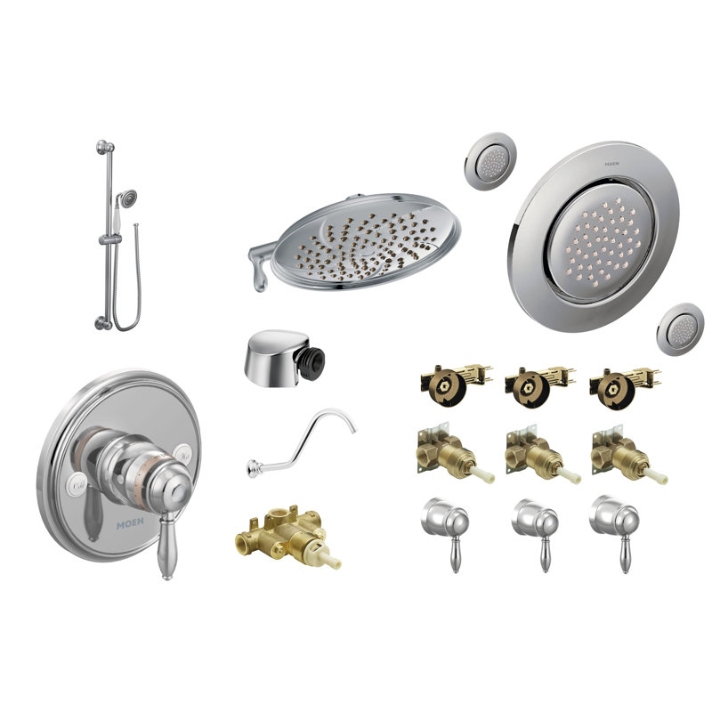 Weymouth Complete Shower System with Rough-in Valve, Chrome