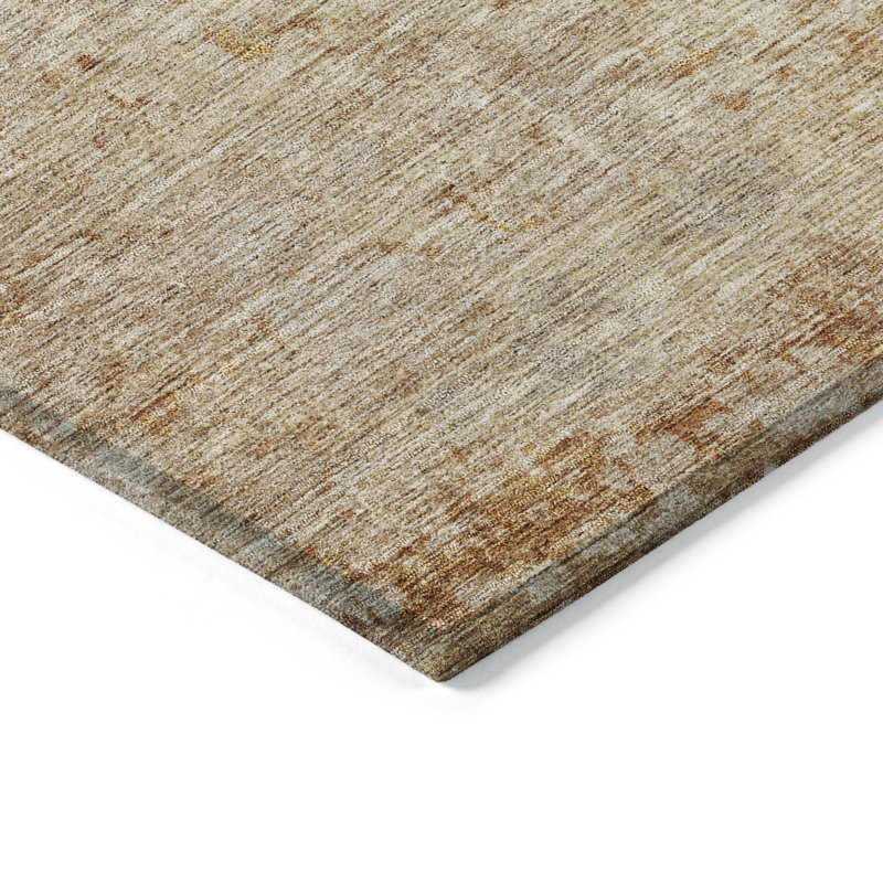 Red Abstract Rectangular Washable Synthetic Rug 3' x 5'