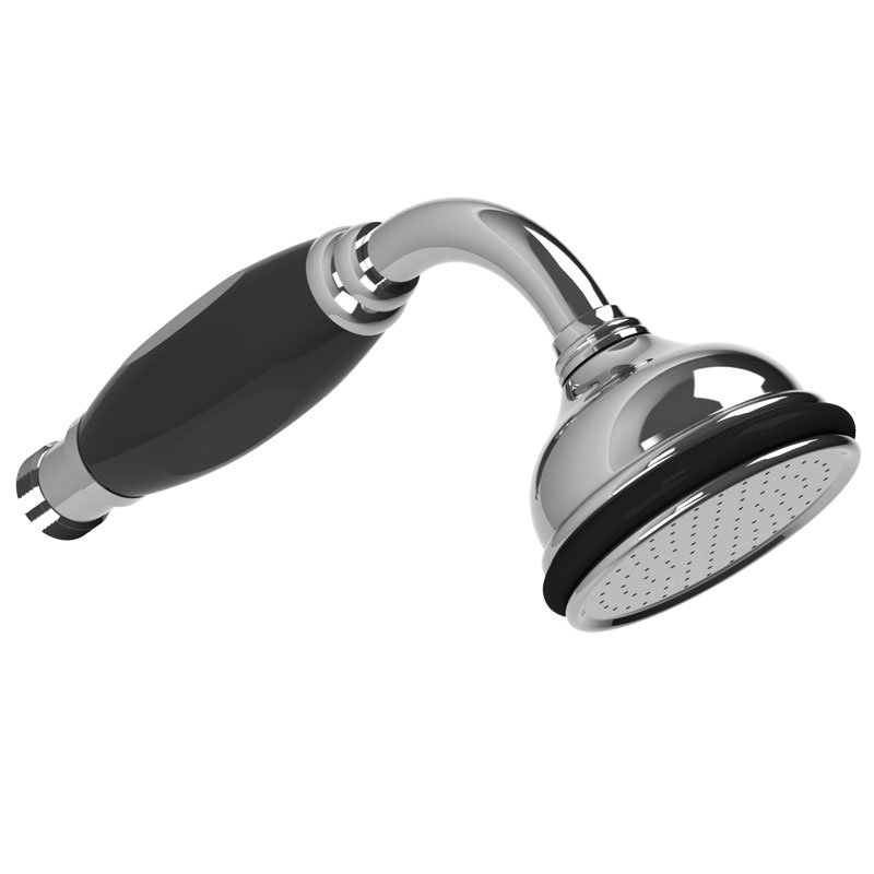 Classic Black Apron Rose Handheld Shower Head, Silver Nickel
