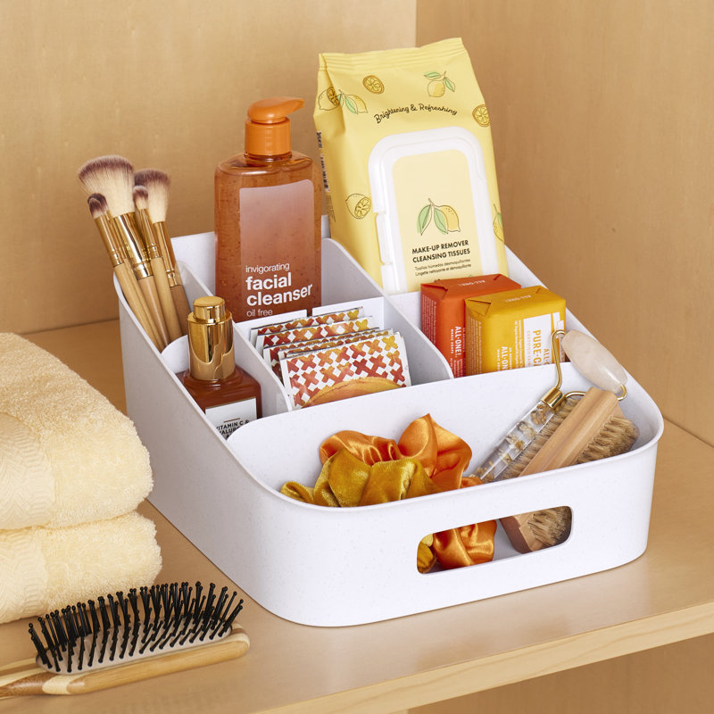 Organisateur de collations ShelfBin de Pantry Organisateurs, panier sans BPA pour l'organisation de garde-manger, blanc moucheté