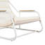 Ensemble de 3 chaises longues d'extérieur TREXM, chaise longue de patio avec table d'appoint en acacia, chaises longues de piscine pour pelouse, terrasse, plage, beige et blanc