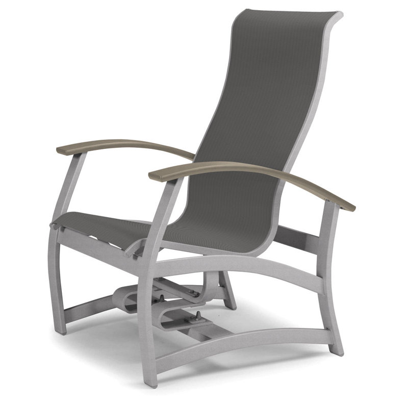 Askar Swivel Powder Coated Aluminum Outdoor Lounge Chair, Titanium Sunbrella®, Desert P60, Textured Kona