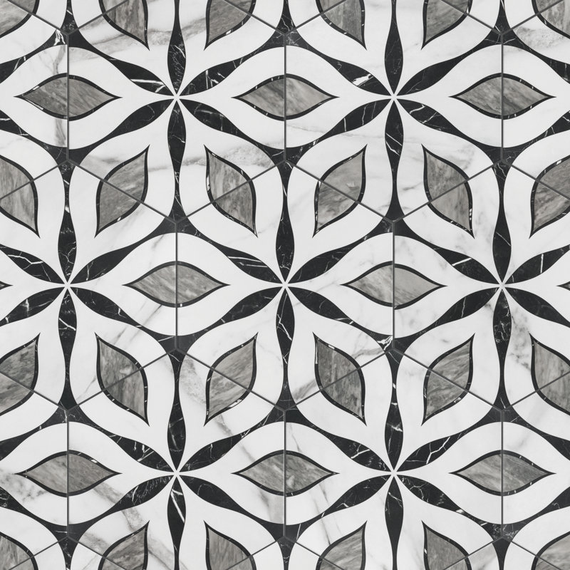 Biotech Bardiglio Elazig 11" x 13" Porcelain Moroccan Wall & Floor Tile