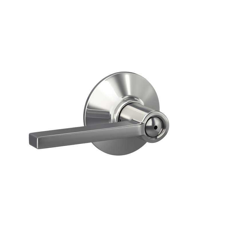 Latitude Lever Bed and Bath Door Lock, Polished Chrome