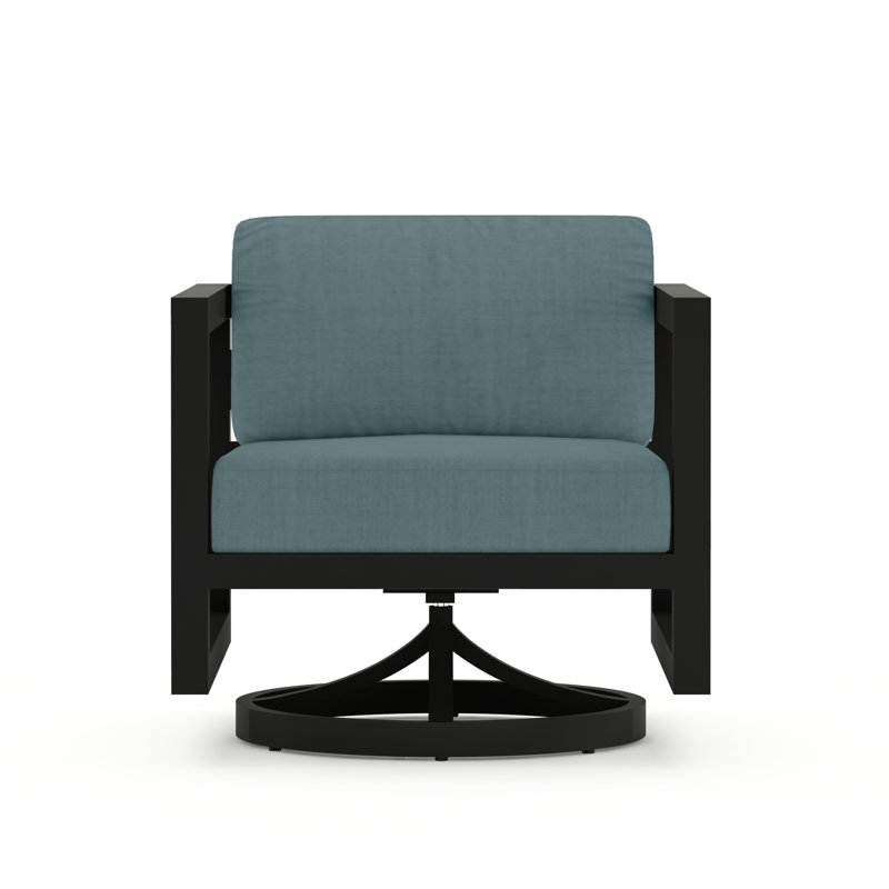 Avion 3 Piece Loveseat Set With Swivel, Slate, Cast Lagoon Sunbrella® Plainweave