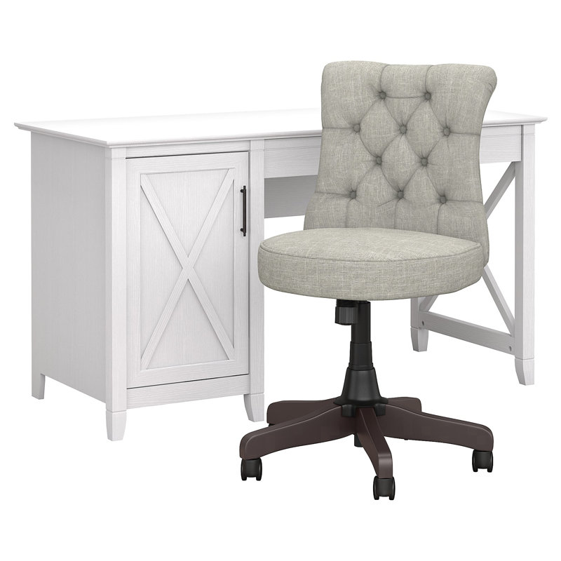 Ensemble de bureau et chaise Ozro, Chêne blanc pur