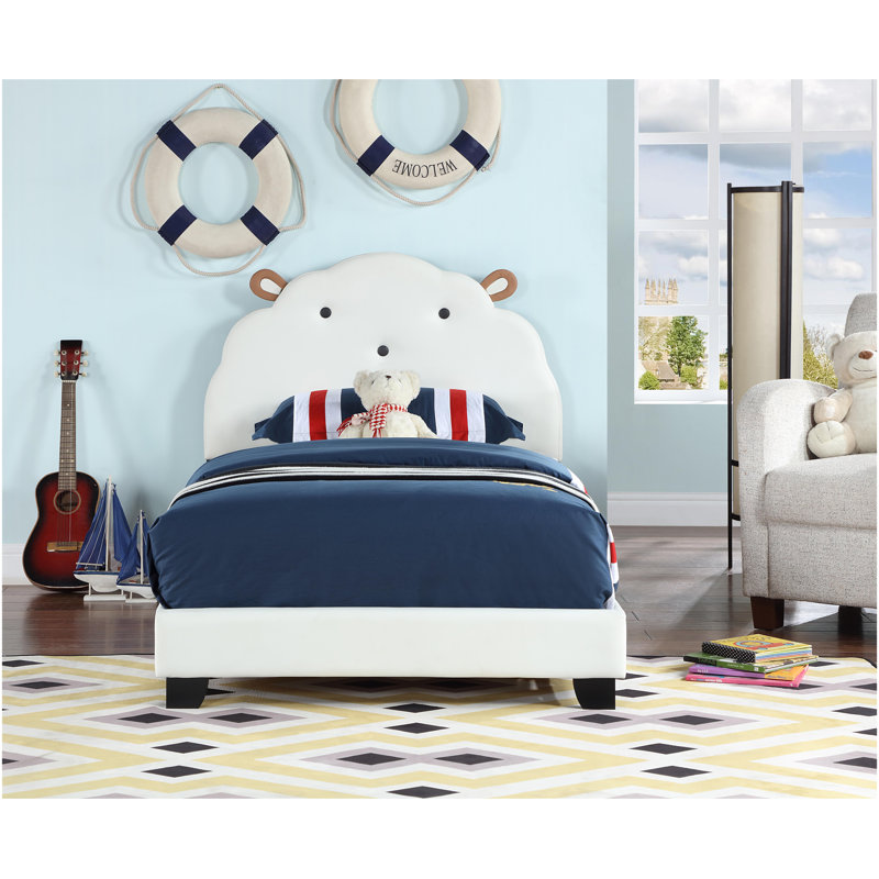 Cute Bed Frame With Bear Design Headboard