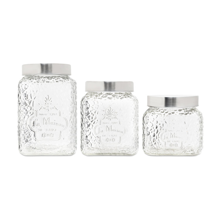 Vicknair Round Textured Glass Kitchen Canister Set Ophelia & Co.