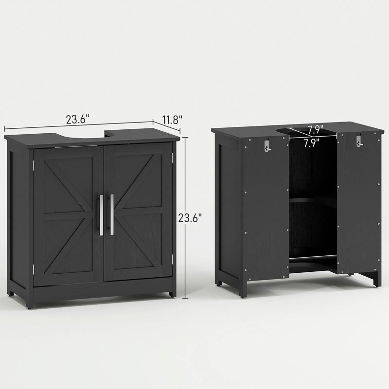 23.6'' Bathroom Vanity Base Only, Distressed Black