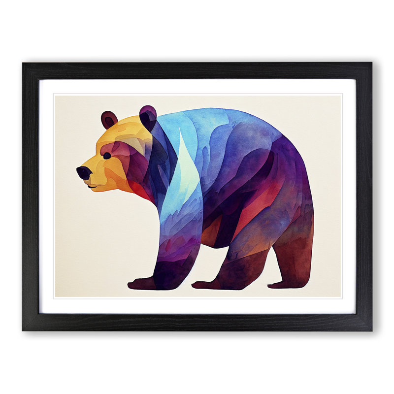 Watercolour Bear Vol.1 Abstract - Framed Print, Black Framed, 34cm H x 46cm W x 2cm D