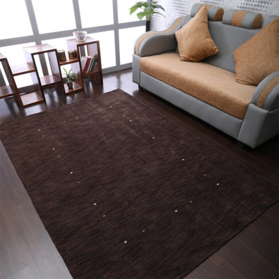 Hand Knotted Loom Wool Eco-Friendly Area Rugs - Rectangle, Red Color, Contemporary Modern Design, High Pile Thick Handmade Anti Skid Area Rugs for Living Room, Bed Room