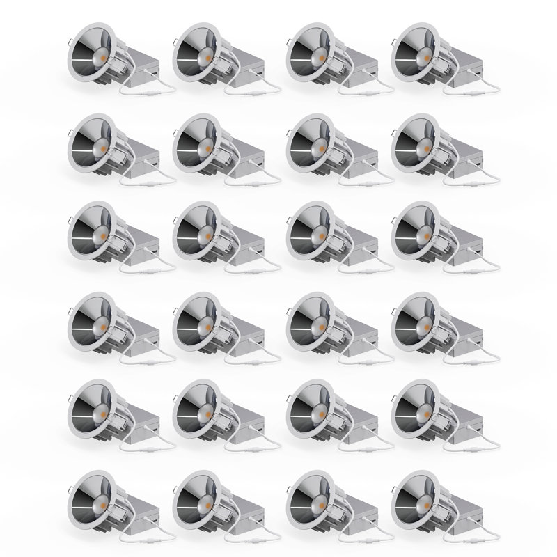 DEL encastrée 4 po, 12 W, angle de faisceau de 36 degrés, 5 CCT sélectionnable, intensité variable 0-10 V, 120-277 V