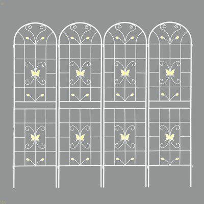 Ensemble de 4 treillis de jardin en métal 86,7 "x 19,7" antirouille pour plantes grimpantes