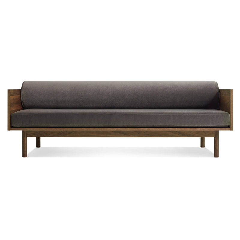 Souvenir 87'' Upholstered Sofa, Walnut, Storm Velvet Velvet