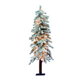 Flocked Alpine 4' H Lighted Artificial Pine Christmas Tree