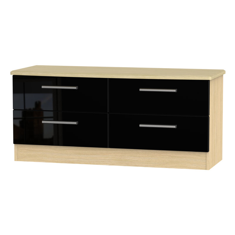 Fully Assembled Yvette 4 Drawer Chest, Oak/Black
