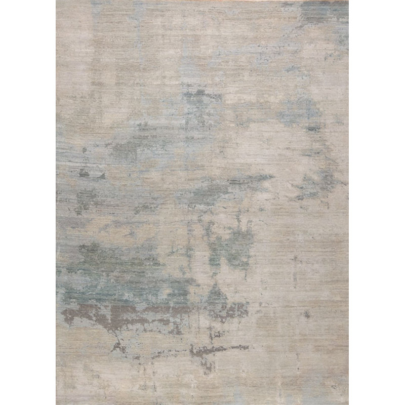 Leonardo Hand Knotted Wool Abstract Area Rug in Cream, Rectangle 9' x 12'
