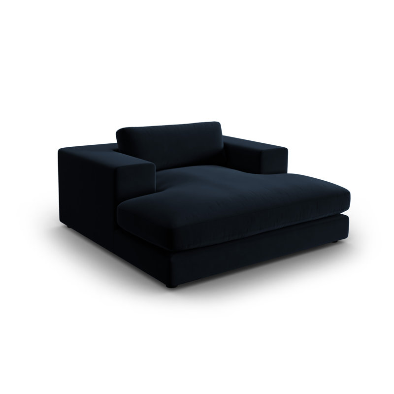 Maddeu Velvet Chaise Lounge, Royal Blue