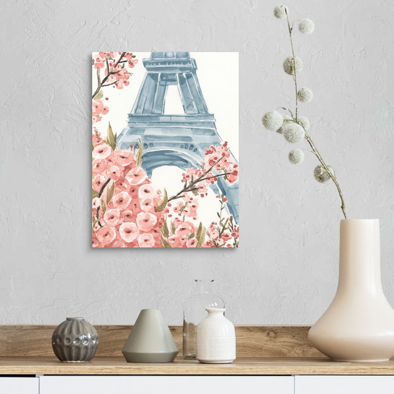 «Paris Cherry Blossoms I», reproduction d'art sur toile, Toile tendue, H 16 po x l 12 po x P 1,25 po