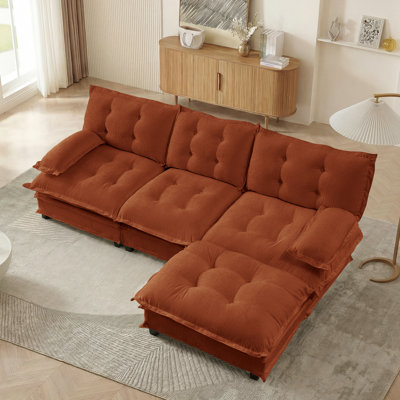 Canapé modulaire modulaire en forme de L 107 po avec repose-pieds en chenille de 107 po avec repose-pieds en treillis confortable, chambre à coucher et appartement