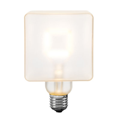 Festive Living LED Cube Light, Unique Edison Bulb with Square Filament, Large Decorative Lamp, String, or Pendant Bulb, E26 Medium Base, 5W 2700K Warm White, Coated Glass