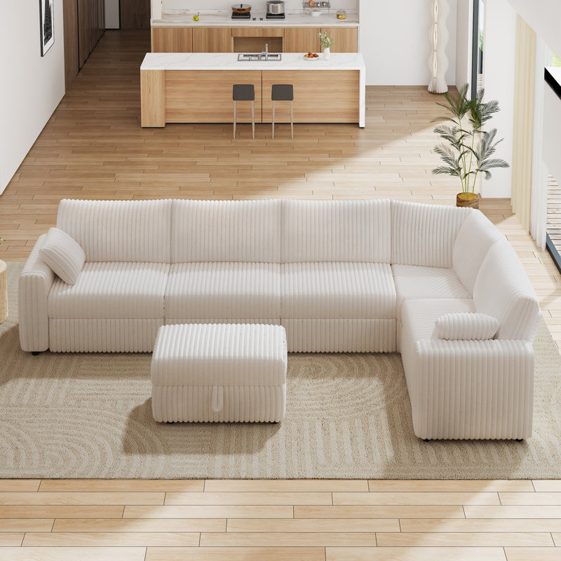 Extra Large Modular Sectional Sofa, Plush Corduroy Fabric, Modern Oversized L Shaped Sectional Couch With Deep Seat, Tool-Free Assembly