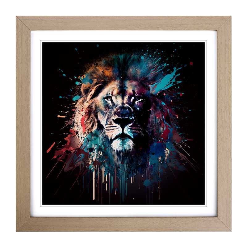 Lion - Framed Print, Oak