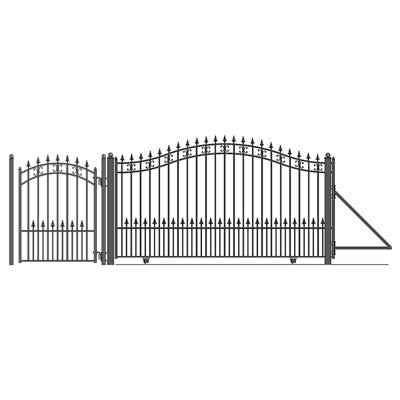 6 ft. H St. Louis Metal Sliding Driveway Gate with Pedestrian Gate